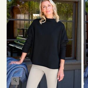 Frank & Eileen Effie Funnel Neck Triple Fleece Capelet Black Size S